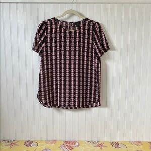 J. Crew Pink and Black Patterned Blouse